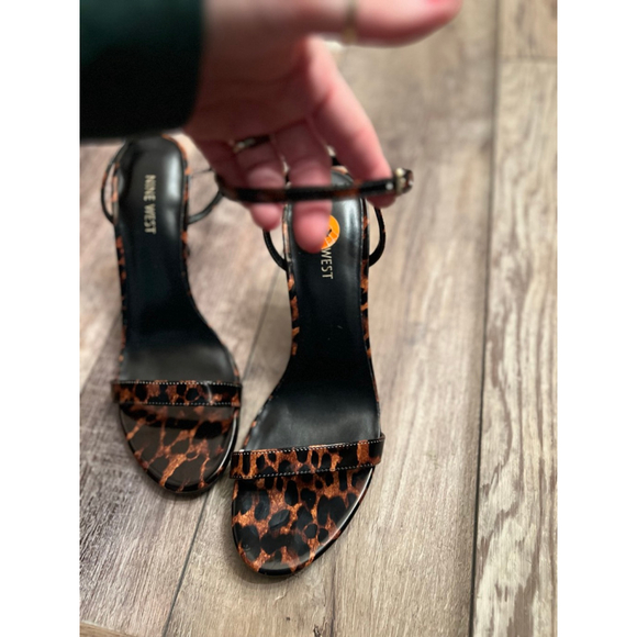 NEW Women's Nine West Leopard Print Ankle Strap Heels Size 11 Brown Black - Picture 6 of 11